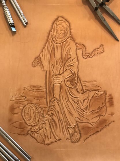 Jesus on water hand carved