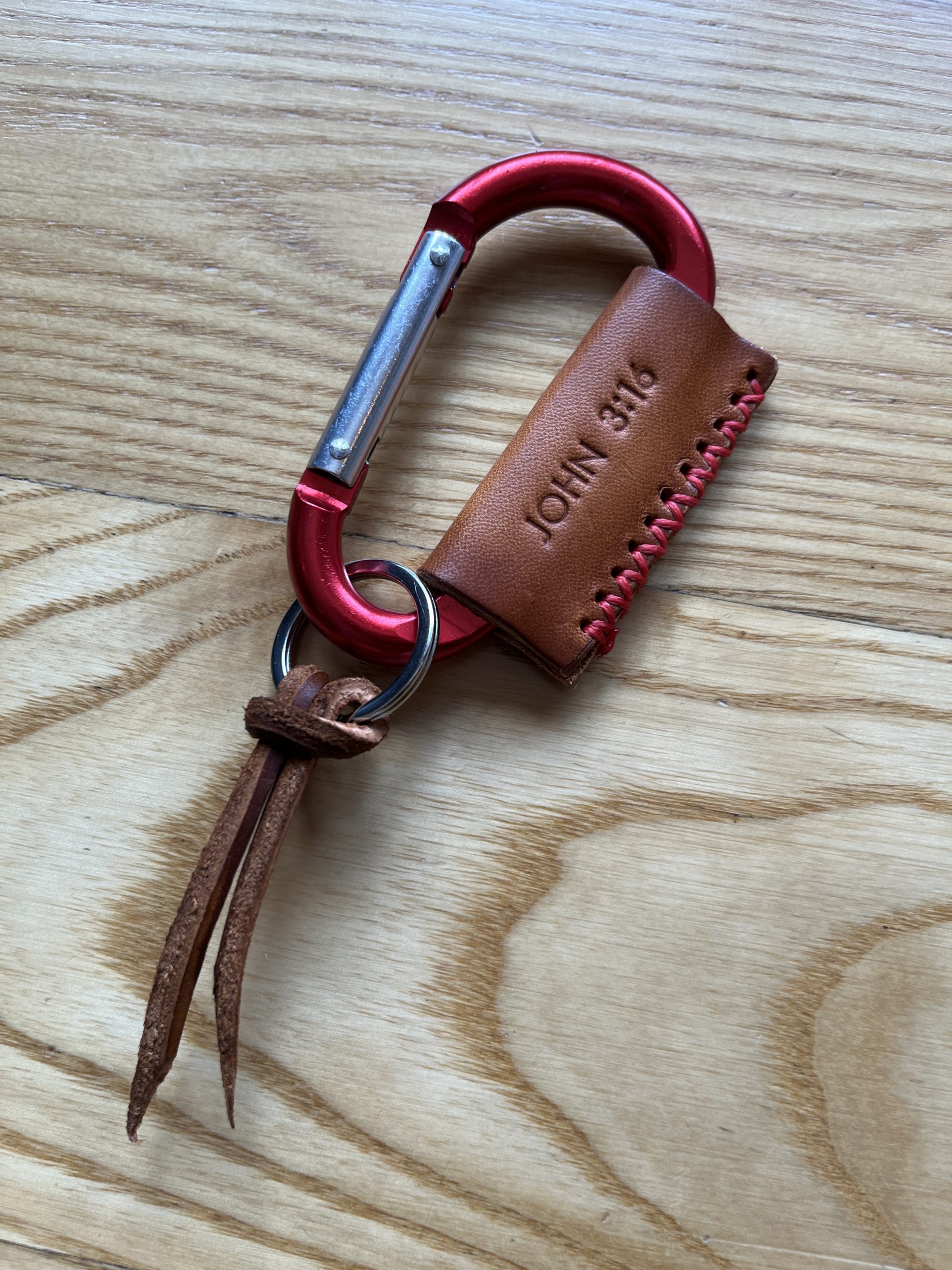 Custom Carabiner Leather Key Chain - Red Tractor Leather Co.